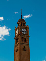 Clock tower in Sydney CBD on a blue sky day in spring of australia