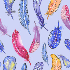 bird bright feathers pattern set background isolate white set boho watercolor fabric for bed linen