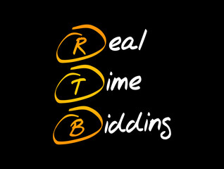 RTB - Real-time bidding acronym, business concept background