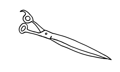 Hand drawn grooming tools. Vector illustration of hairdresser accessories. Barber shop, pet service. Scissors isolated on white background.