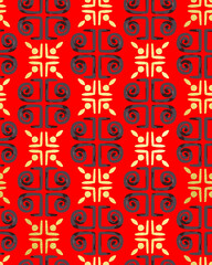 Golden Textured Details Ornamental Tile Pattern Retro Style Greece Column Shapes Trendy Fashion Colors Perfect for Fabric Print Technical Concept