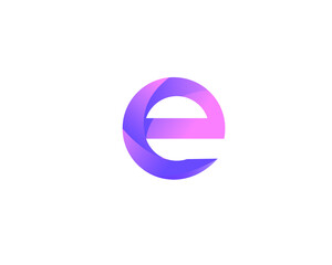 E letter modern logo typography minimal letter identity drop gradient purple type alphabet company abstract colorful type