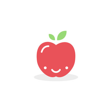 Apple icon. Funny apple cartoon. Fresh fruit. Vector illustration, flat and minimal style.