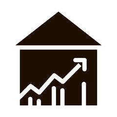Building House And Arrow Vector Icon. Building Sale And Rent Increasing Diagram, Web Site, Smartphone Application Pictogram. Garage, Skyscraper, Truck Cargo Contour Illustration