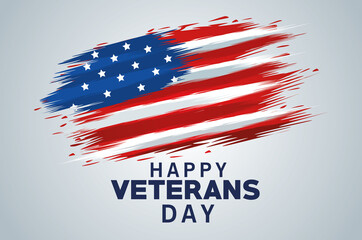 happy veterans day lettering with usa flag painted