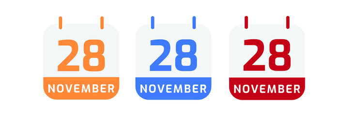 28 november calendar vector design