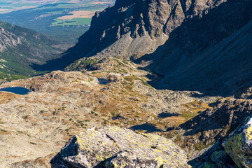 Velka Studena dolina valley with Zbojnicka chata and lakes in Vysoke Tatry mountains in Slovakia © honza28683