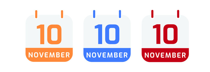 10 november calendar vector design
