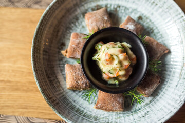 Food concept. Fresh bruschetta sauce