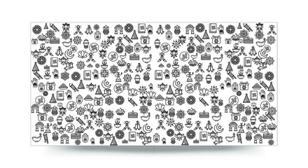 Set of Hand draw Happy Diwali Doodle backgrounds. Objects from Diwali doodle icons.	

