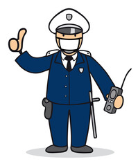 Polizei mit Mundschutz bei Kontrolle von Maskenpflicht wegen Coronavirus