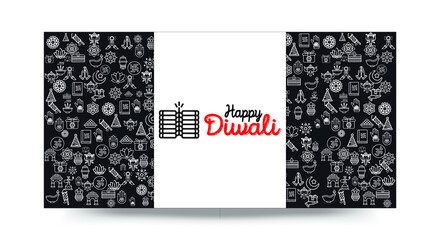 Set of Hand draw Happy Diwali Doodle backgrounds. Objects from Diwali doodle icons.	
