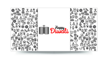 Set of Hand draw Happy Diwali Doodle backgrounds. Objects from Diwali doodle icons.	
