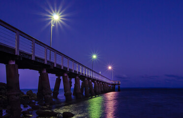 Wellington Point Pier/Jetty in Brisbane Australia at night time