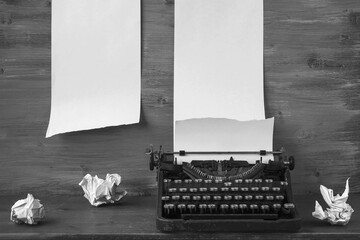 Old typewriter with paper.