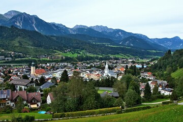 Fototapeta na wymiar Austrian Alps-view of the town Schladming