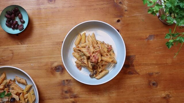 Food Video Production of Pasta Dish with olives