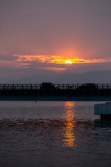 Fototapeta premium 長崎県大村市 大村湾の朝焼け