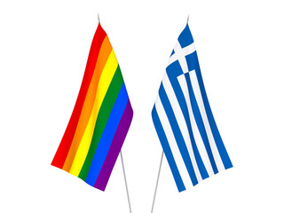 Greece and Rainbow gay pride flags