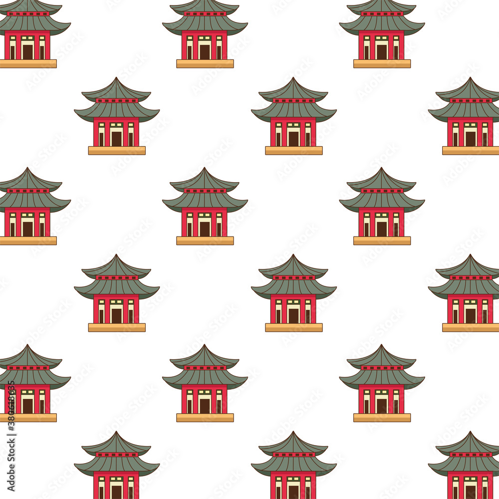 Wall mural chinese castles buildings pattern background