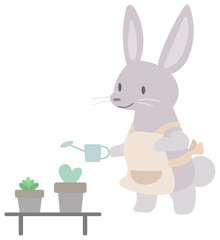 ガーデニングをするうさぎのイラスト