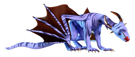 3D Rendering Fairy Tale Dragon on White