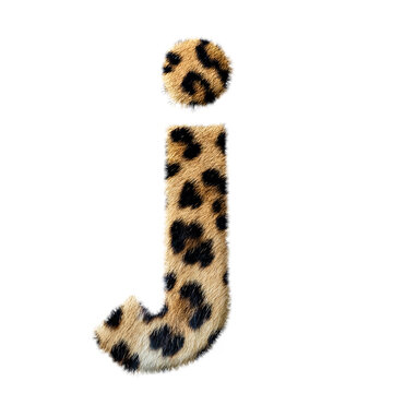 "j" lowercase leopard fur texture letter on white 
