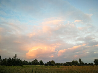 Fototapeta na wymiar View on a rural countryside sunset