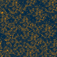 Seamless texture of strokes and lines. Blue and yellow background.