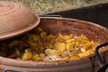 Traditional Balkan winter dish -  cabbage rolls filled with minced meat, rice, fried onion and carrot called sarma