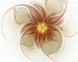 Abstract fractal autumn flower on white background