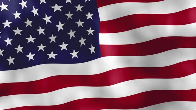 American Flag waving in the wind.Abstract seamless slow motion close up computer animation.