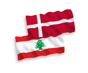 Flags of Denmark and Lebanon on a white background
