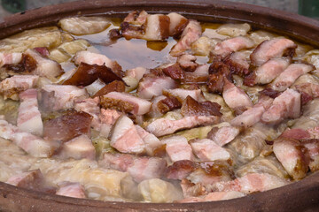 Traditional Balkan winter dish -  cabbage rolls filled with minced meat, rice, fried onion and carrot called sarma