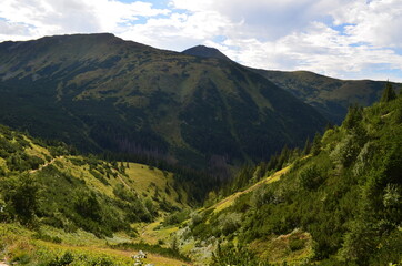 Obraz premium Tatry Zachodnie, szczyty, szlaki graniowe, latem, widok z Doliny Jarząbka, Polska
