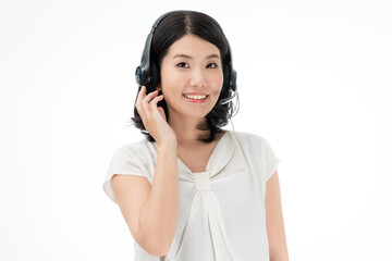 Fototapeta premium ヘッドホンをした女性