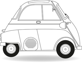 Ein alter deutscher kleiner Oldtimer als Konturzeichnung