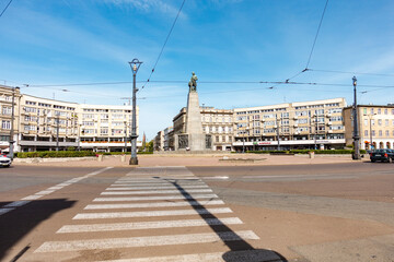 Łódź miasto ulica rondo pomnik kolumna rzeźba © Dariusz