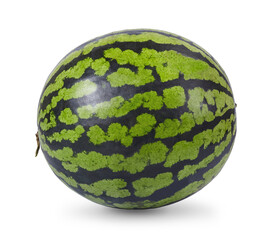 Whole watermelon isolated on white background. Full depth of field.