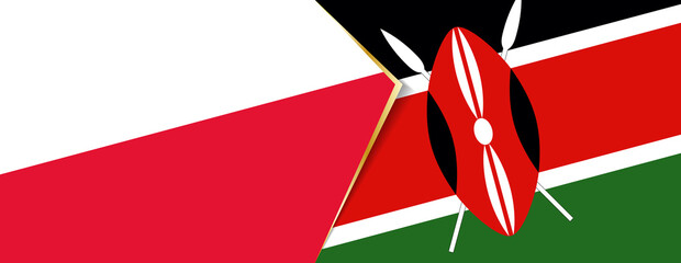 Poland and Kenya flags, two vector flags.