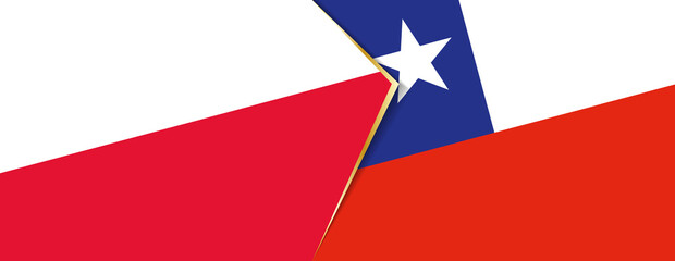 Poland and Chile flags, two vector flags.