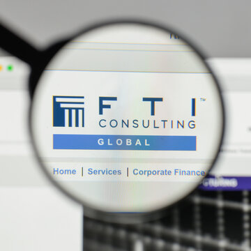 Milan, Italy - August 10, 2017: FTI Consulting logo on the website homepage.