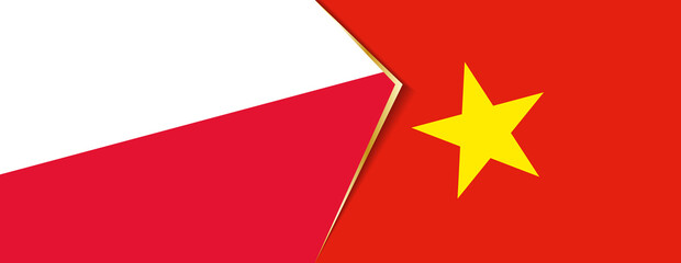 Poland and Vietnam flags, two vector flags.