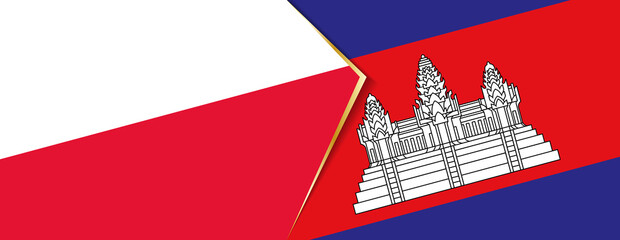 Poland and Cambodia flags, two vector flags.