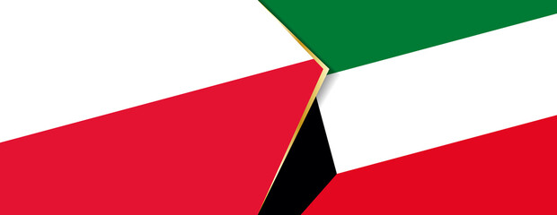 Poland and Kuwait flags, two vector flags.