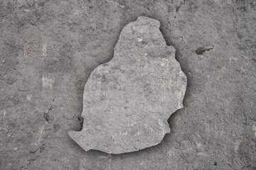 Karte von Mauritius auf verwittertem Beton