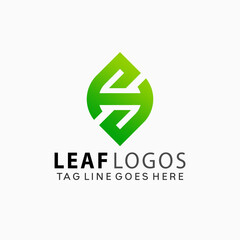 S & H Leaf Creative Logo Design Vector Illustration Template