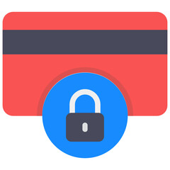 
Card lock icon, padlock with bank card 
