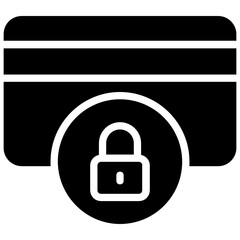 
Card lock icon, padlock with bank card 
