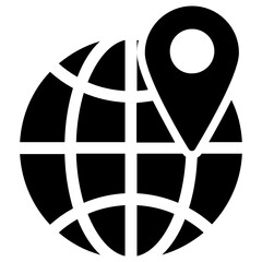 
Global location, placeholder with globe flat vector 
